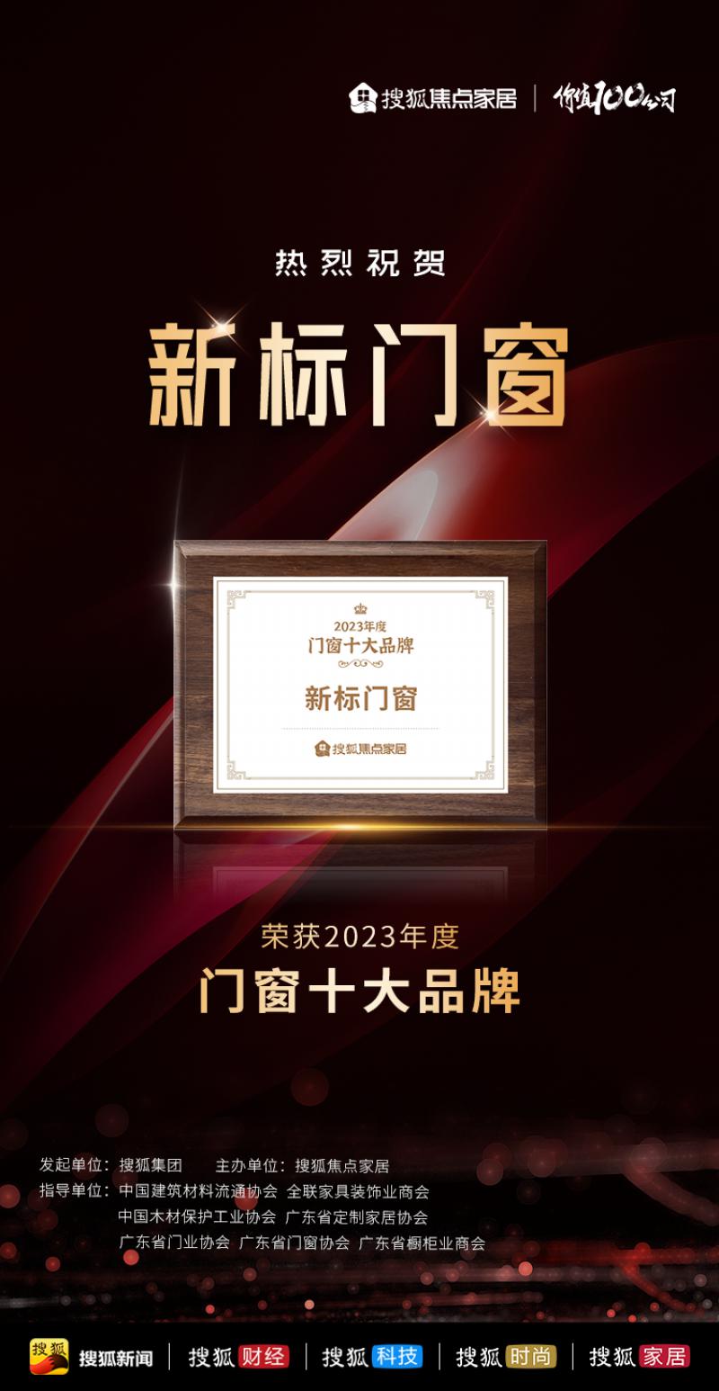 榮耀雙至實力再顯|新標門窗衛(wèi)冕行業(yè)十大品牌殊榮！